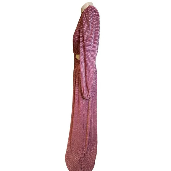 Ramy Brook Lebron Metallic Cutout Gown in Pink Womens Long dress Maxi - Picture 9 of 16